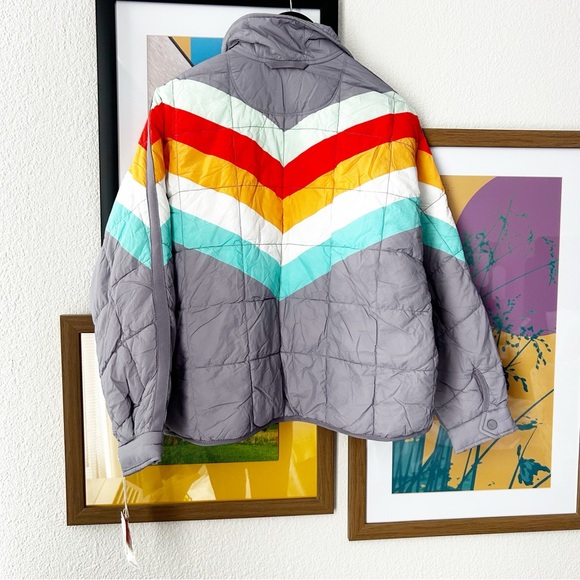 NWT Free People Pippa Packable Puffer Jacket Steel Peach Combo - Picture 4 of 5